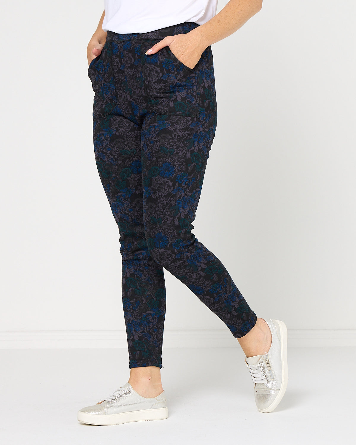 Faraday Fur Lined Leggings - Teal Bloom