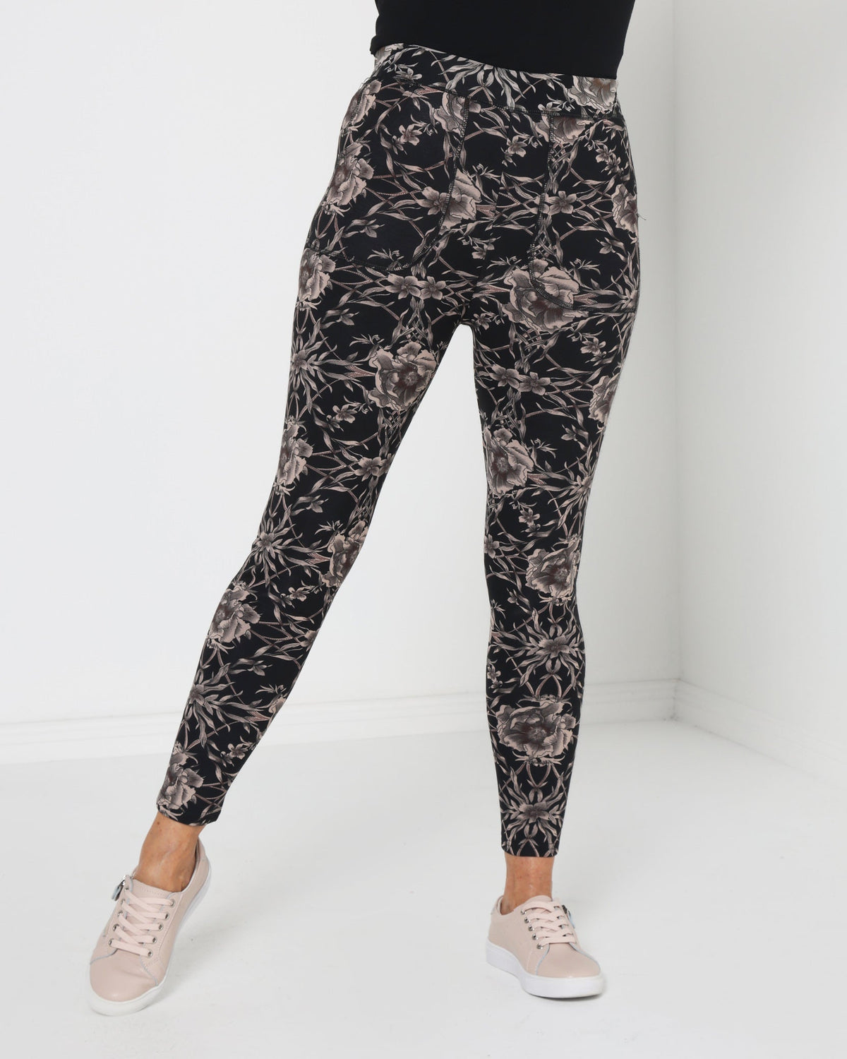 Faraday Fur Lined Leggings - Black Floral