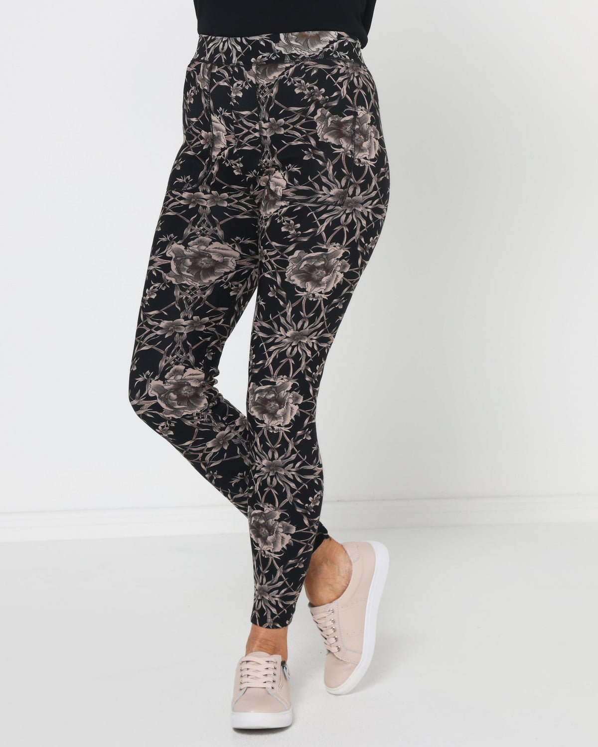 Faraday Fur Lined Leggings - Black Floral