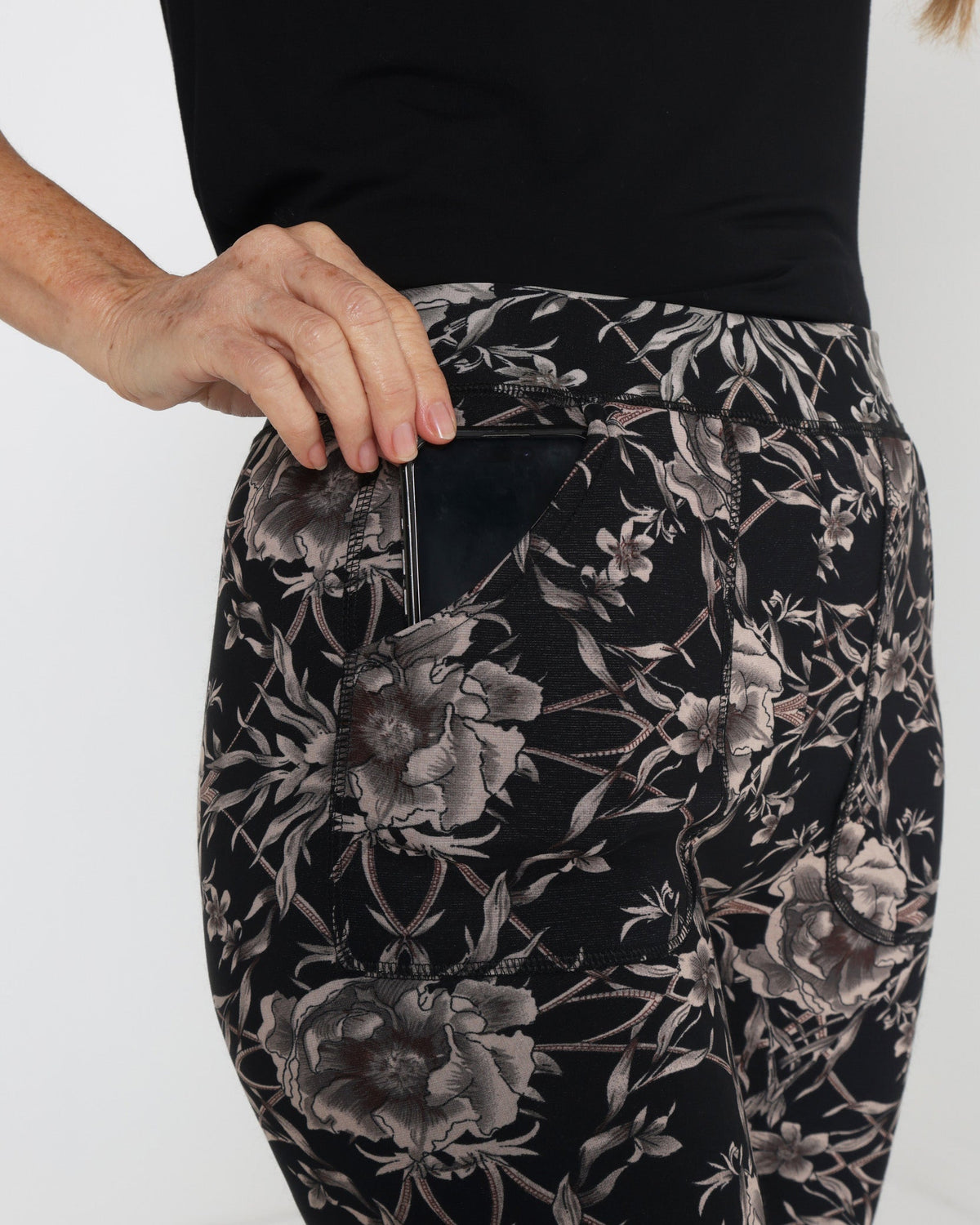 Faraday Fur Lined Leggings - Black Floral
