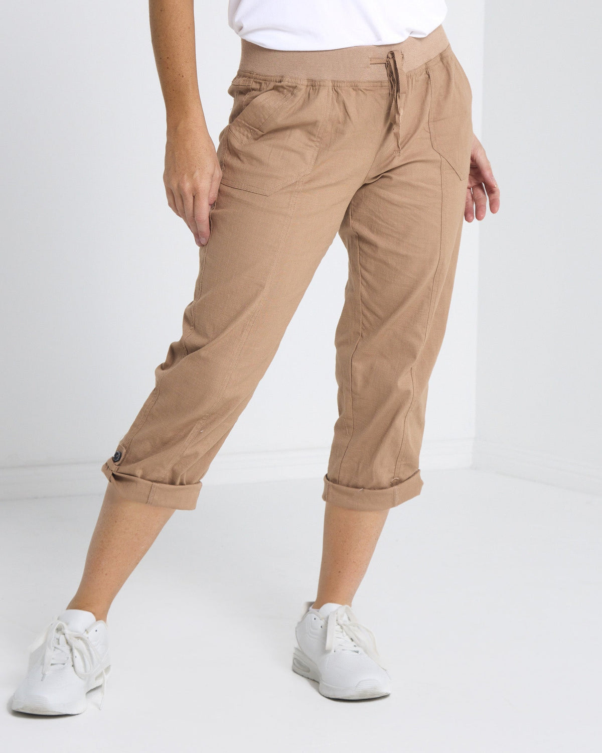 Sammy Roll Cuff Capri - Taupe