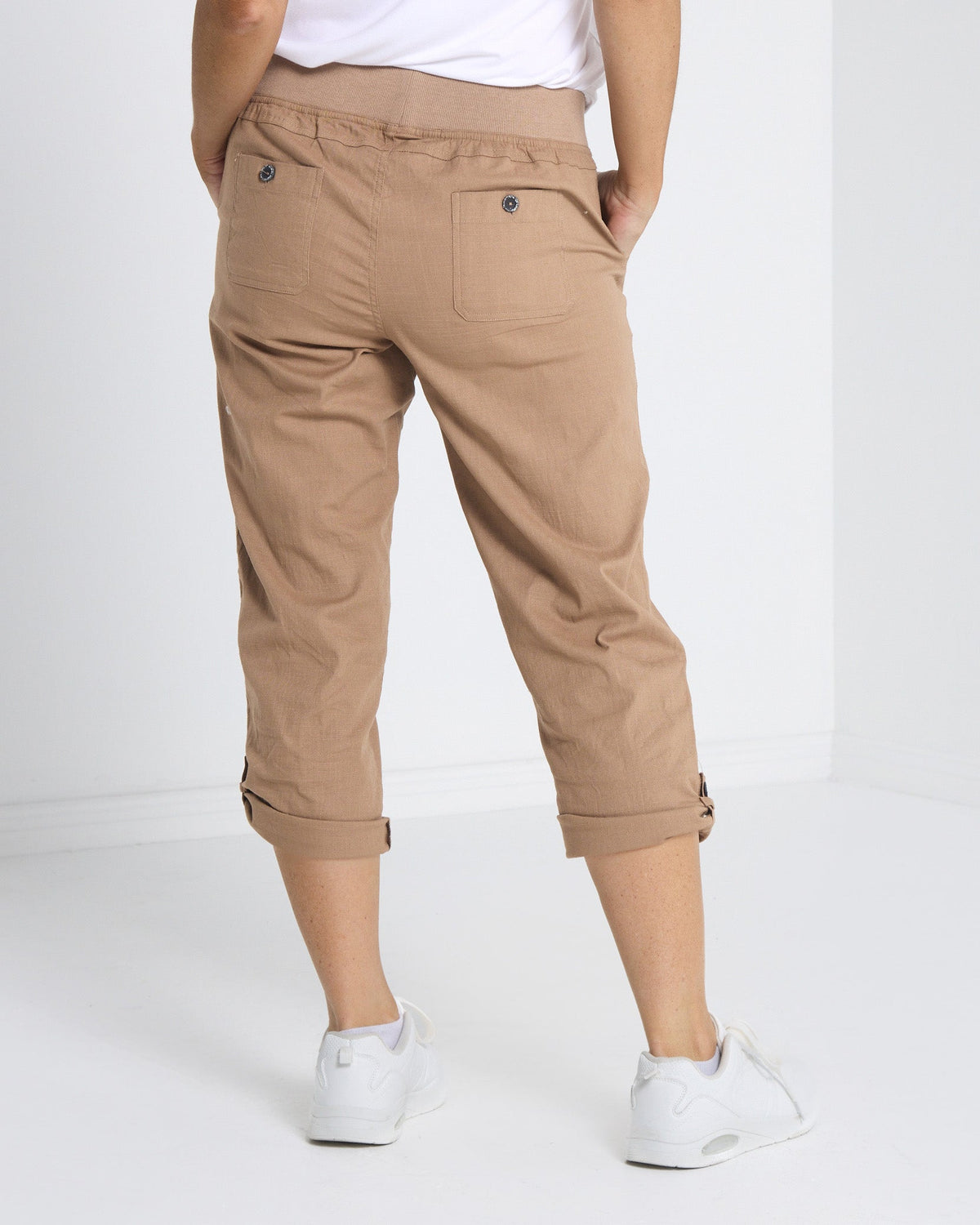 Sammy Roll Cuff Capri - Taupe