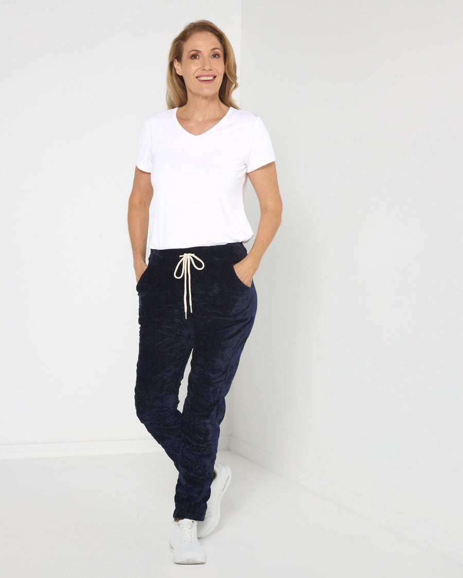 Verona Velvet Pants - Navy