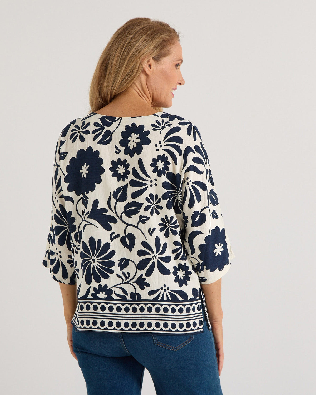 Coastal Bloom Top - Navy Print