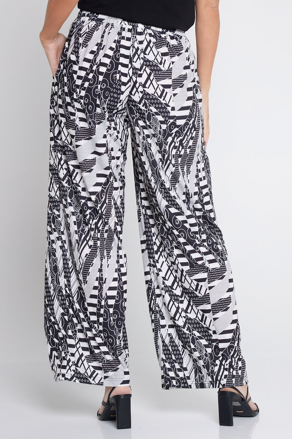 Tammy Stretch Jersey Pants - Black/White Collage