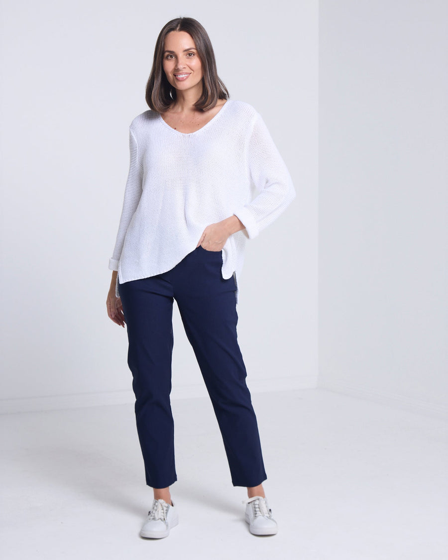 Dana Bengaline Capri Pants - Navy