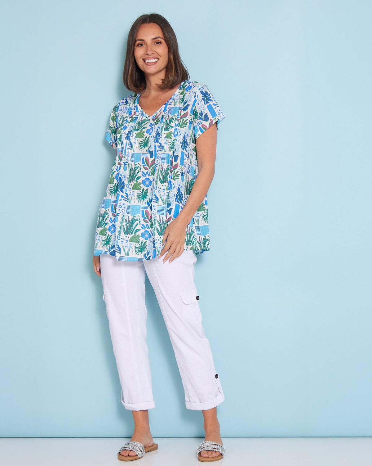 Issy Linen Blend Cargo Pants - White