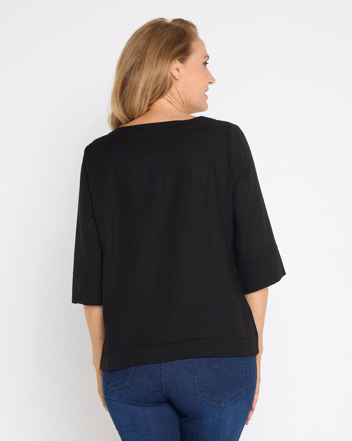 Mahri Linen Top - Black