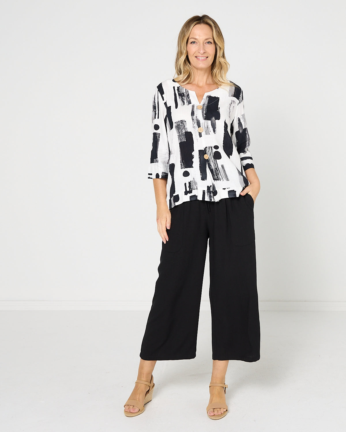 Aiko Linen Pants - Black
