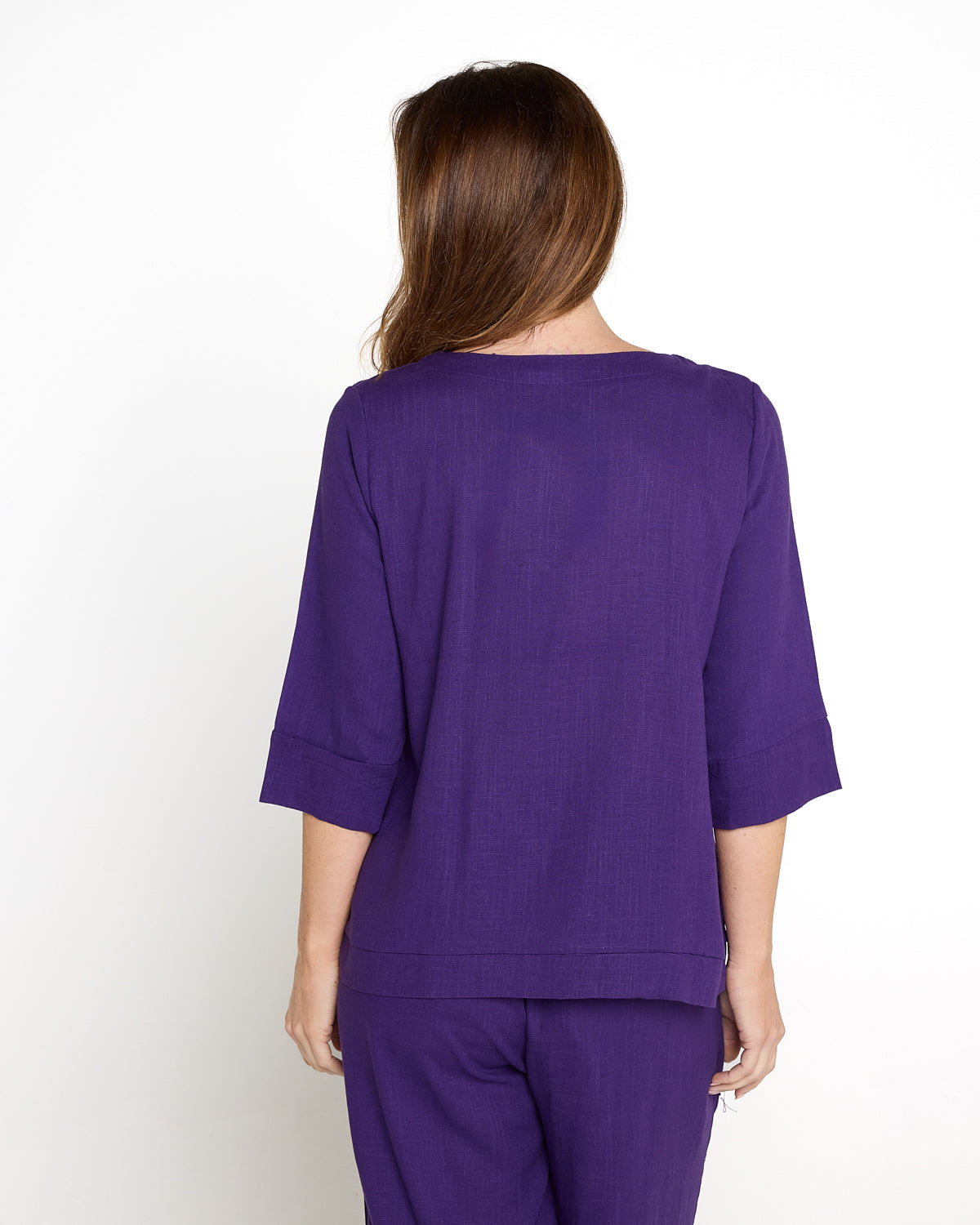 Mahri Linen Top - Purple