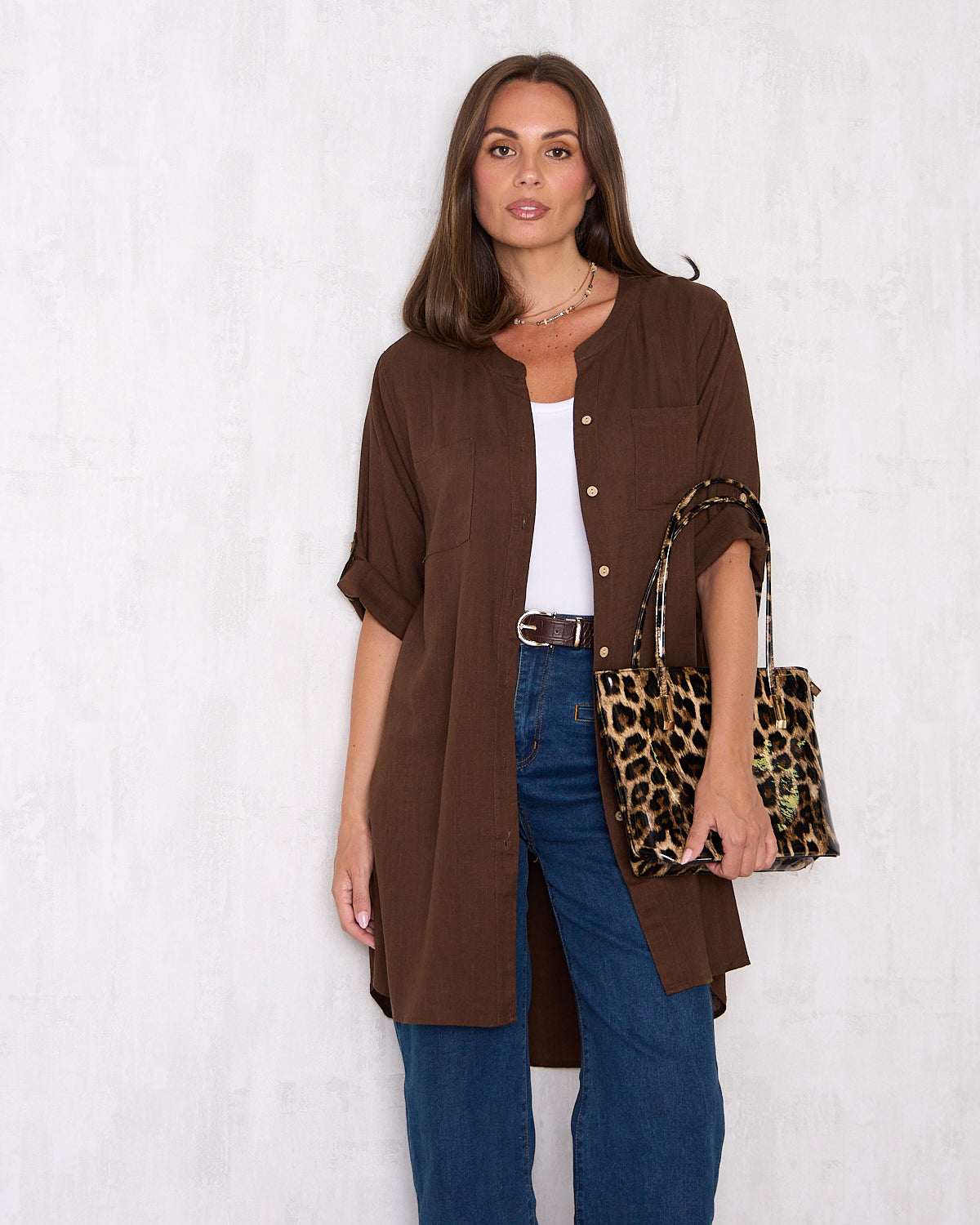 Candace Tunic Shirt - Brown