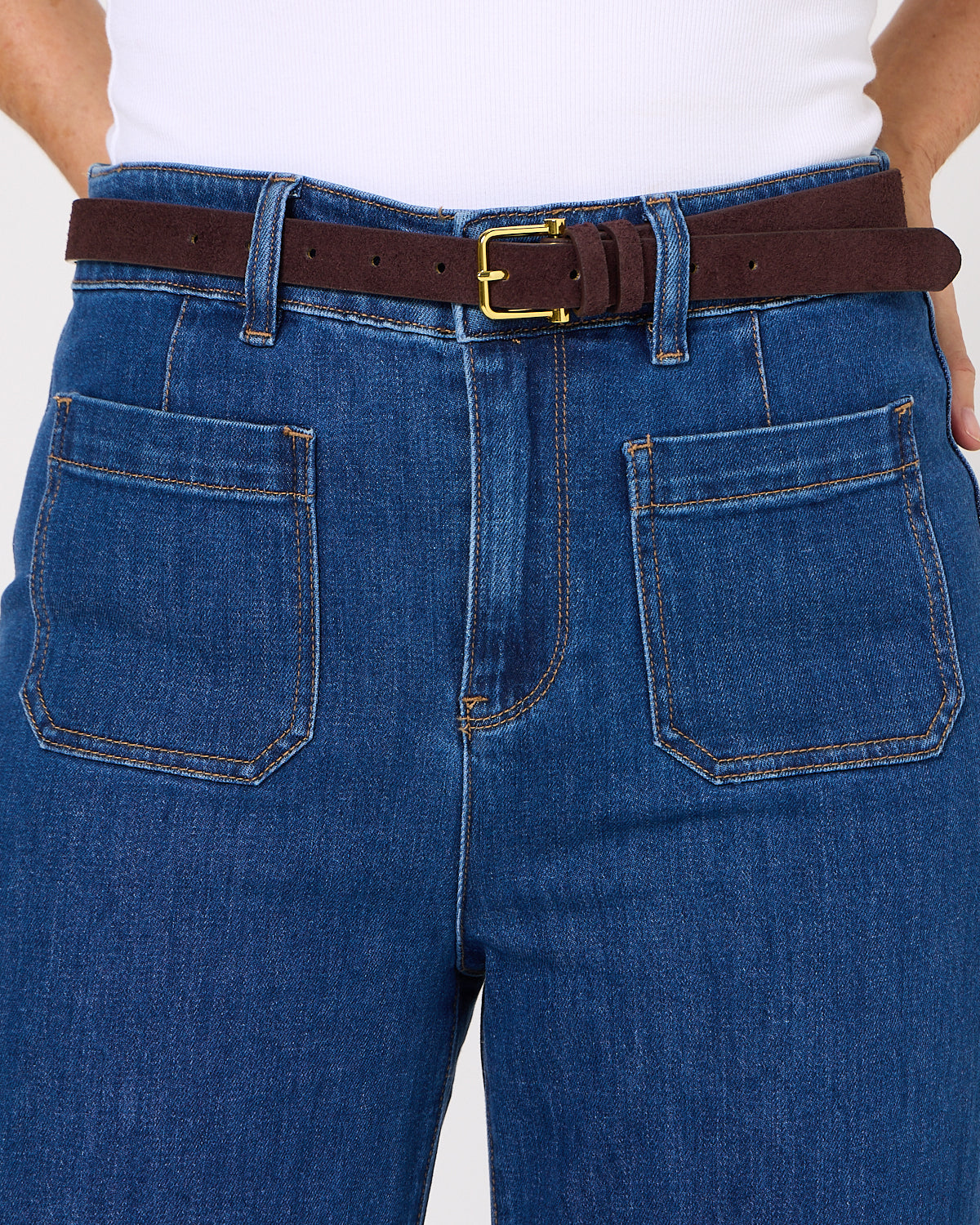 Alyssa Front Pocket Jeans - Mid Wash Denim