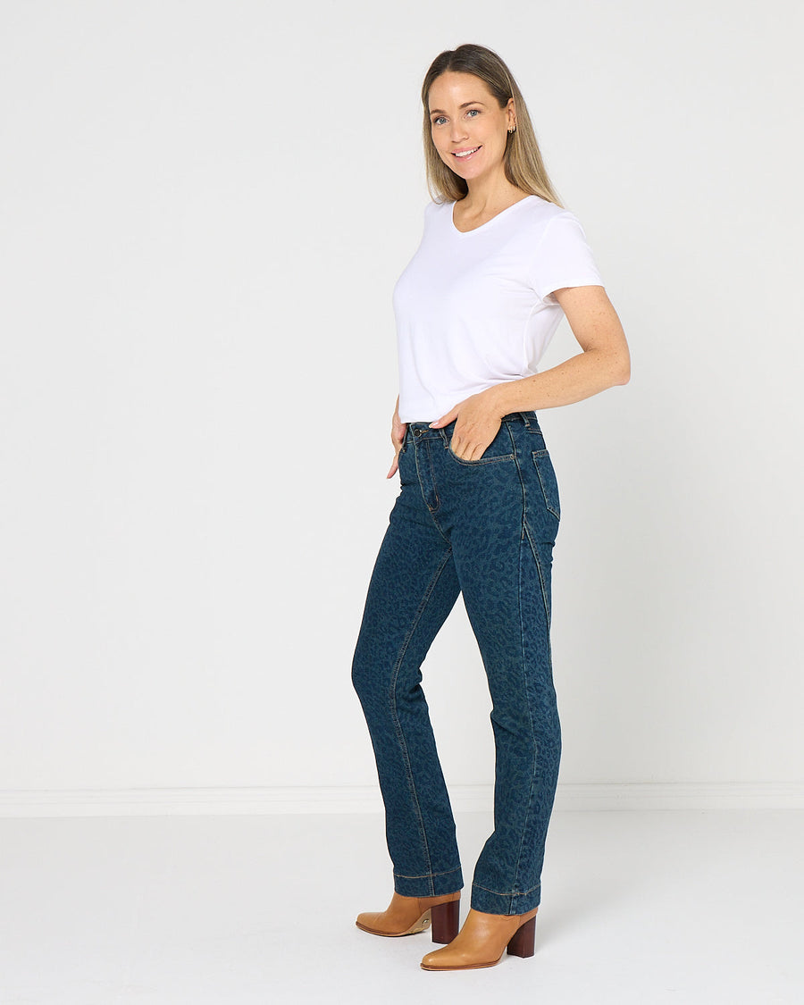 Aspen Jean - Indigo Leopard