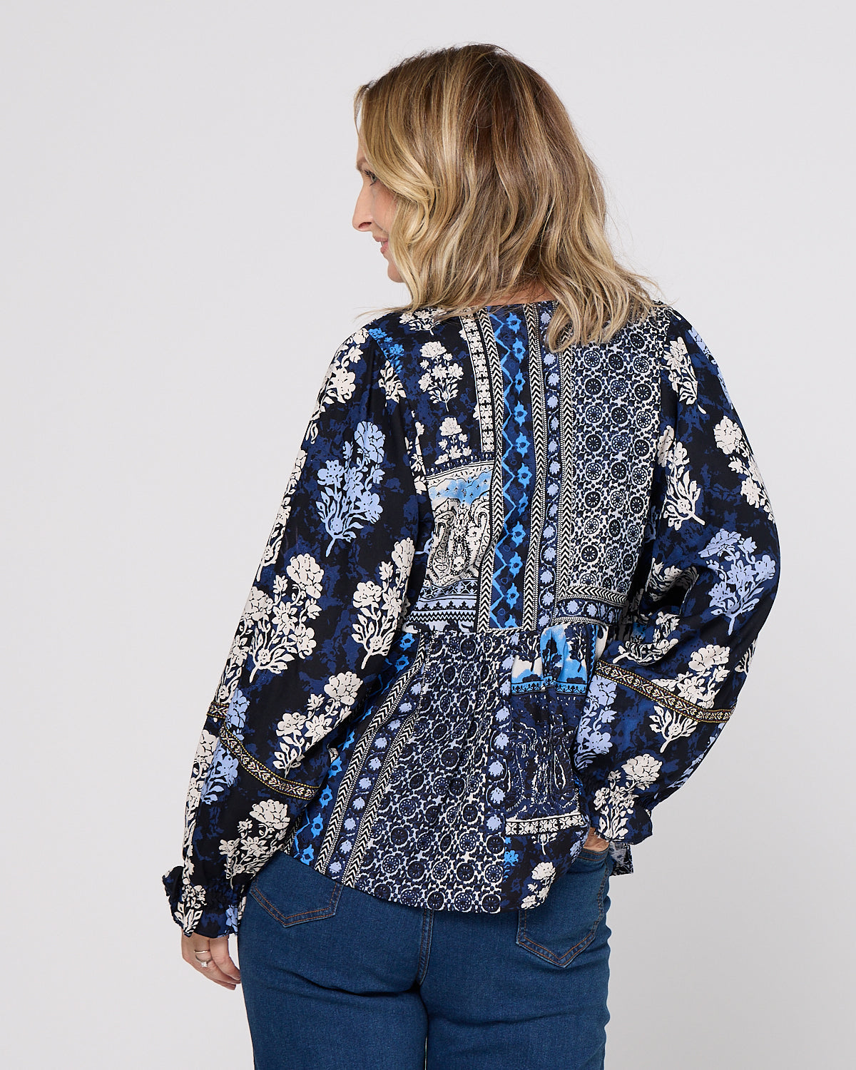 Bhadoi Blouse - Indigo Print