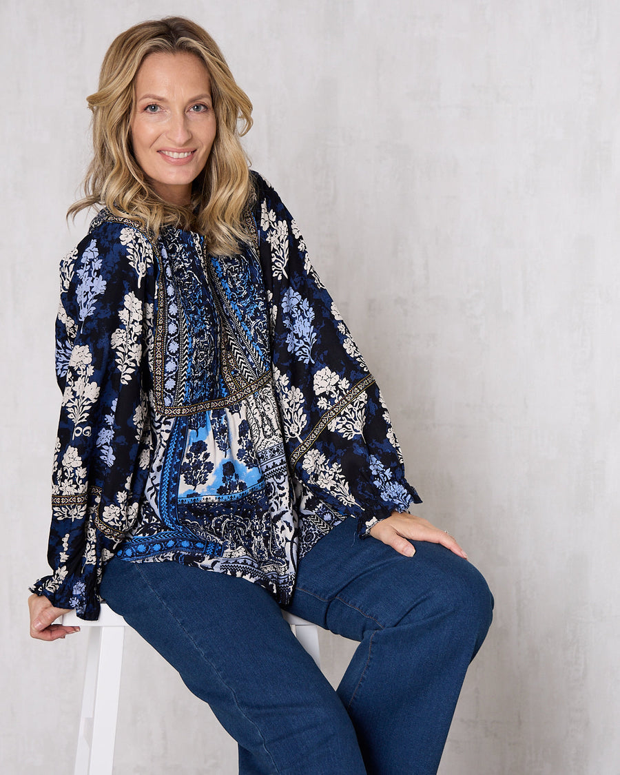 Bhadoi Blouse - Indigo Print