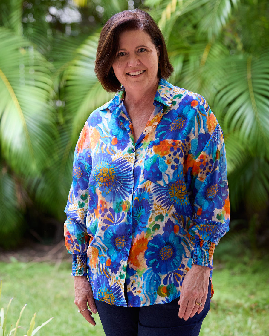 Serenity Tencel Shirt - Azure Garden