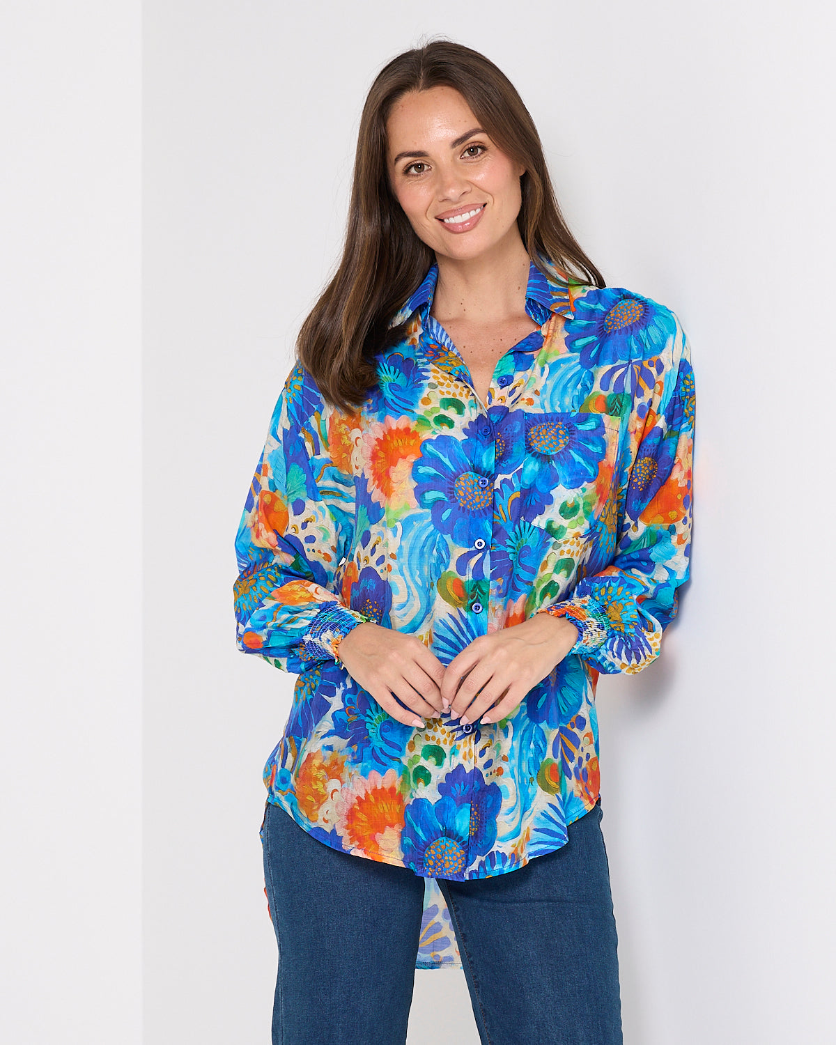 Serenity Tencel Shirt - Azure Garden