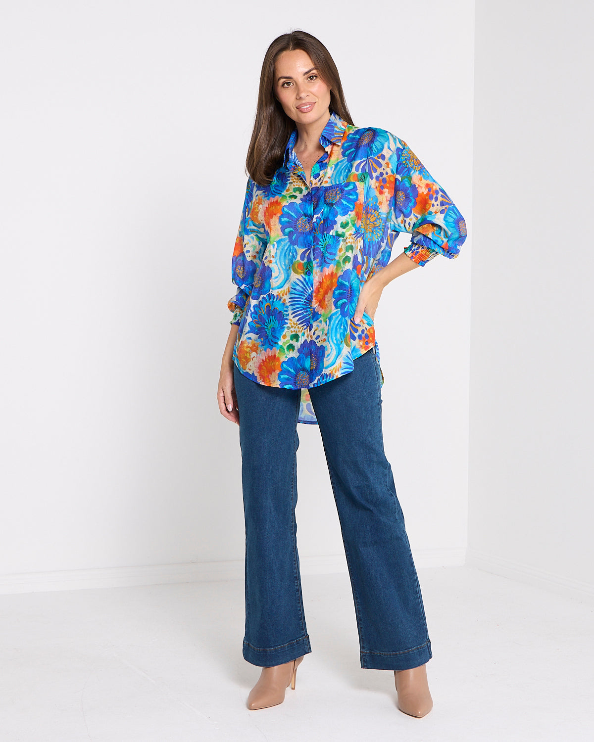 Serenity Tencel Shirt - Azure Garden