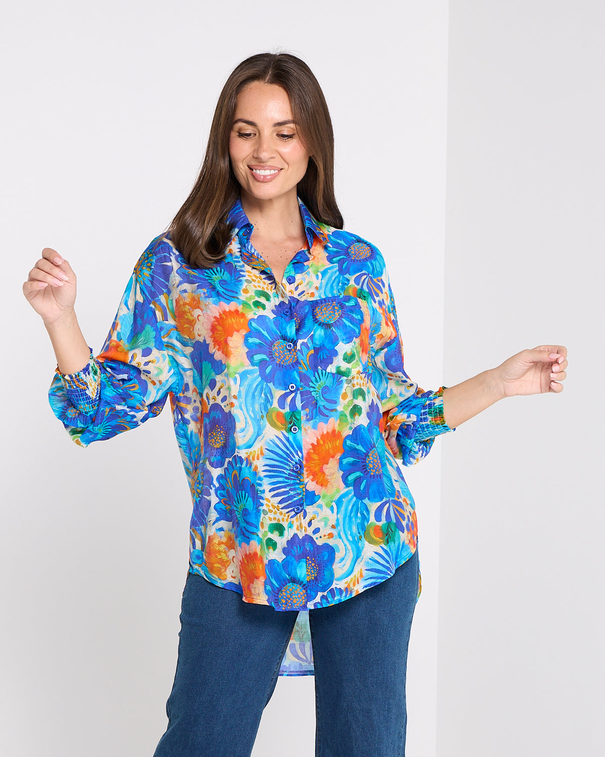 Serenity Tencel Shirt - Azure Garden