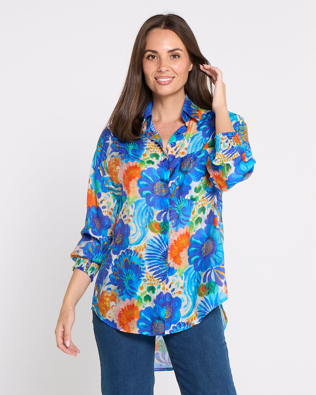 Serenity Tencel Shirt - Azure Garden