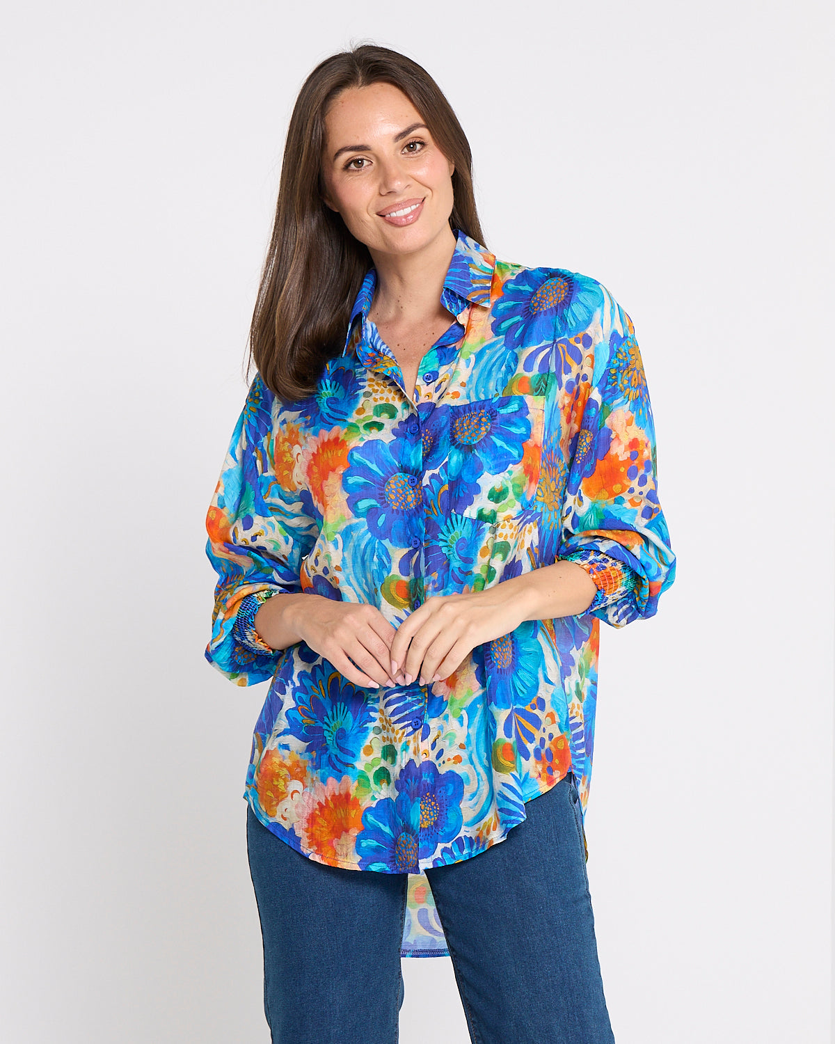 Serenity Tencel Shirt - Azure Garden