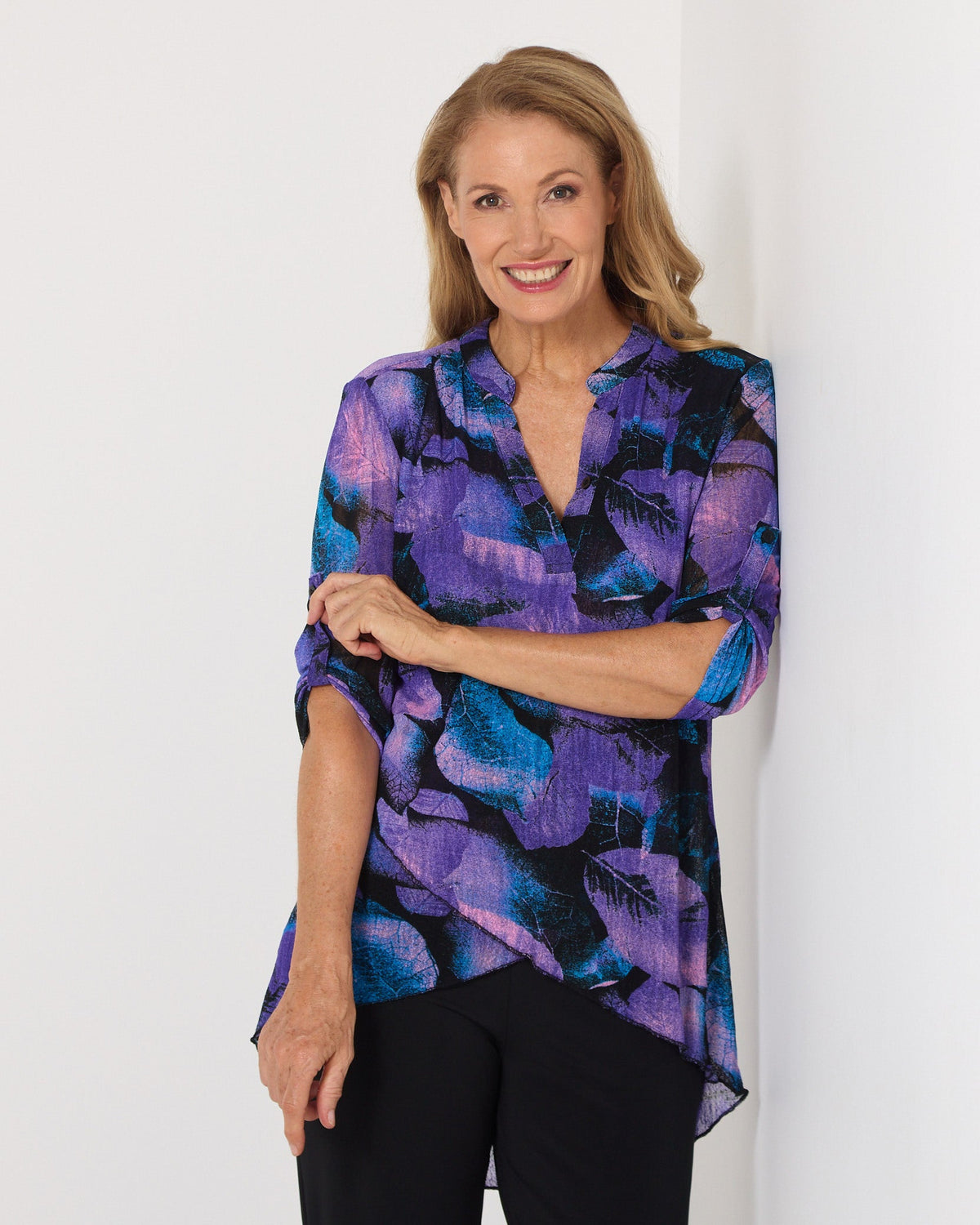Midnight Petals Mesh Top