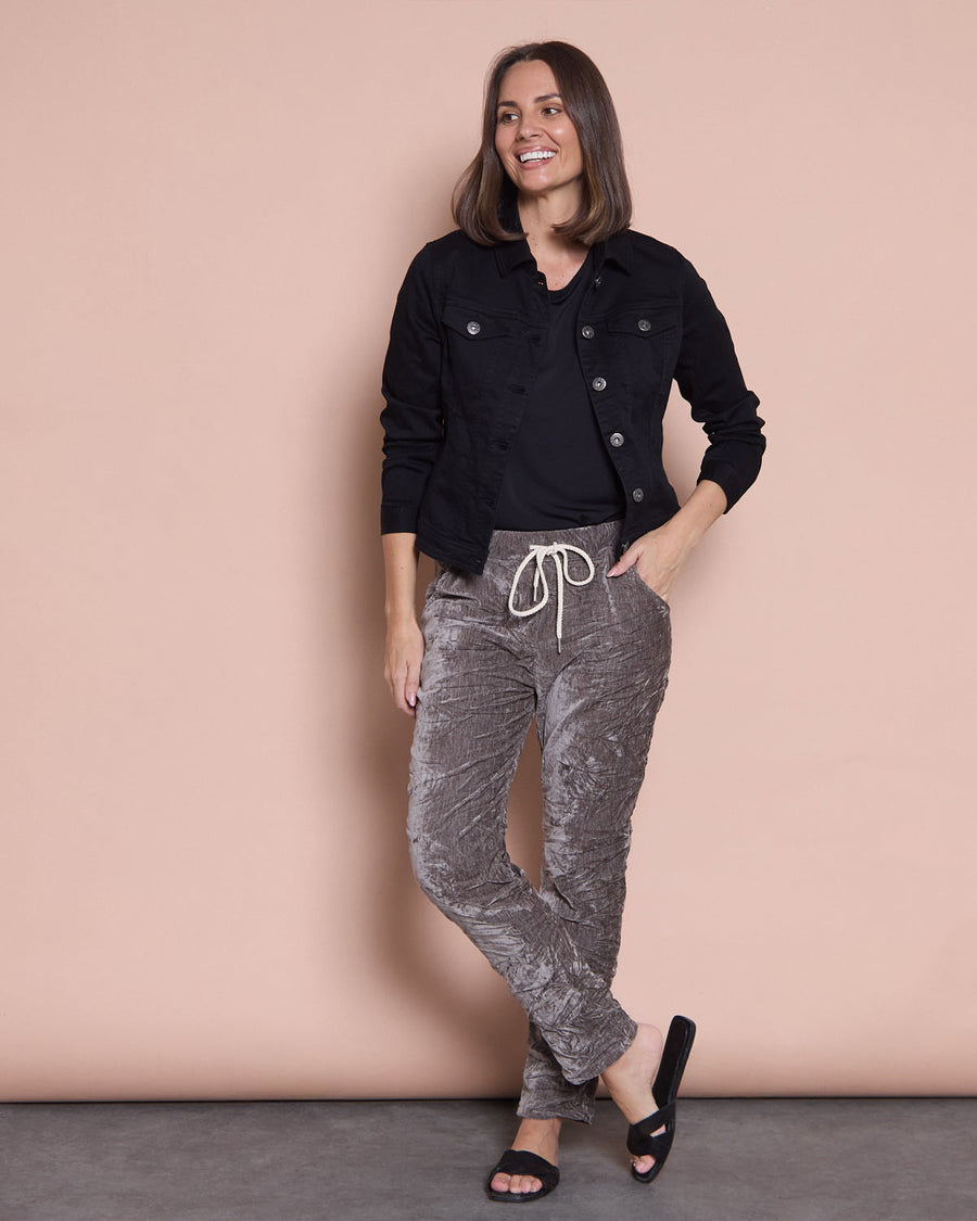 Astoria Crushed Velvet Pant - Taupe