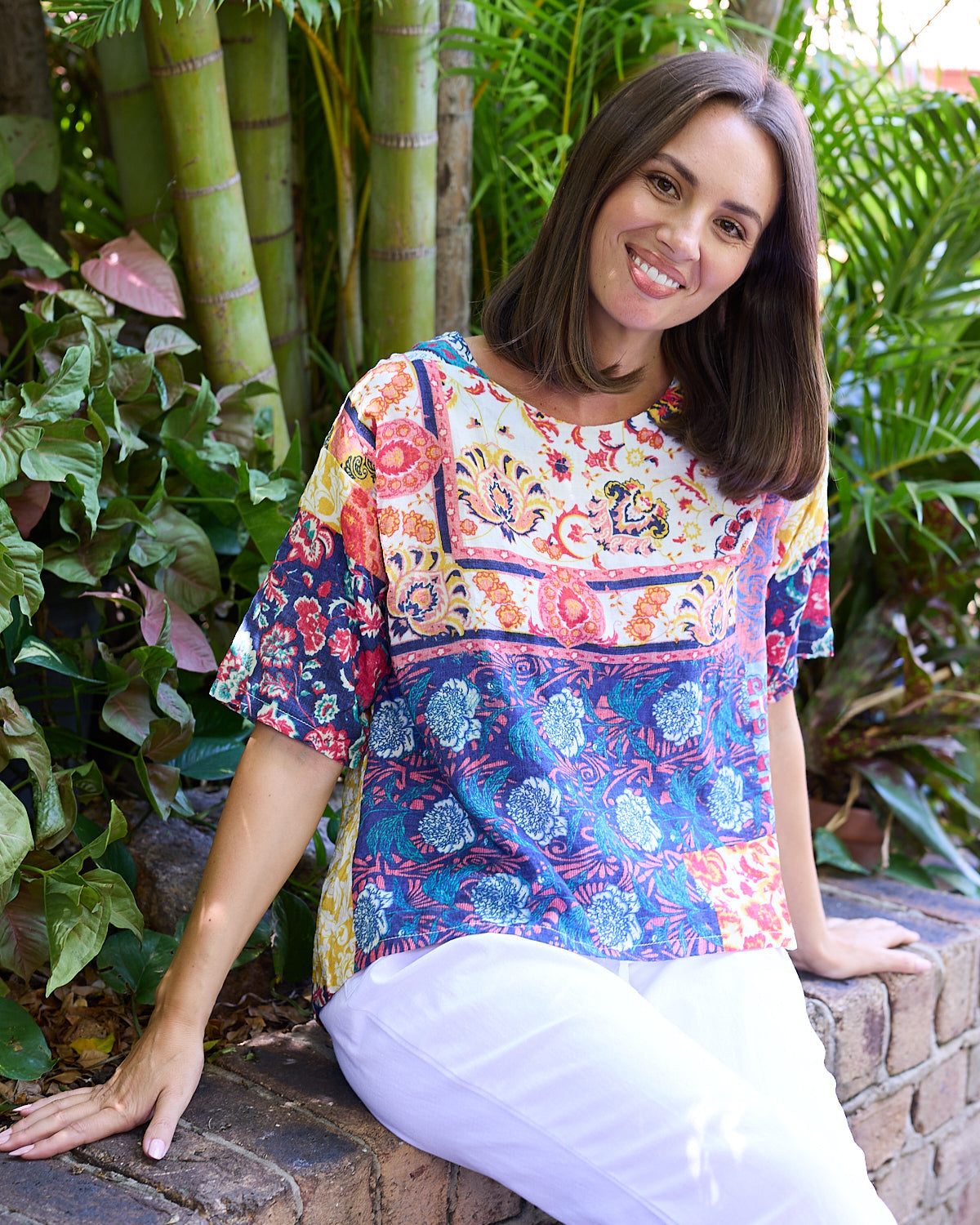 Laina Cotton Top - Dusk Patchwork
