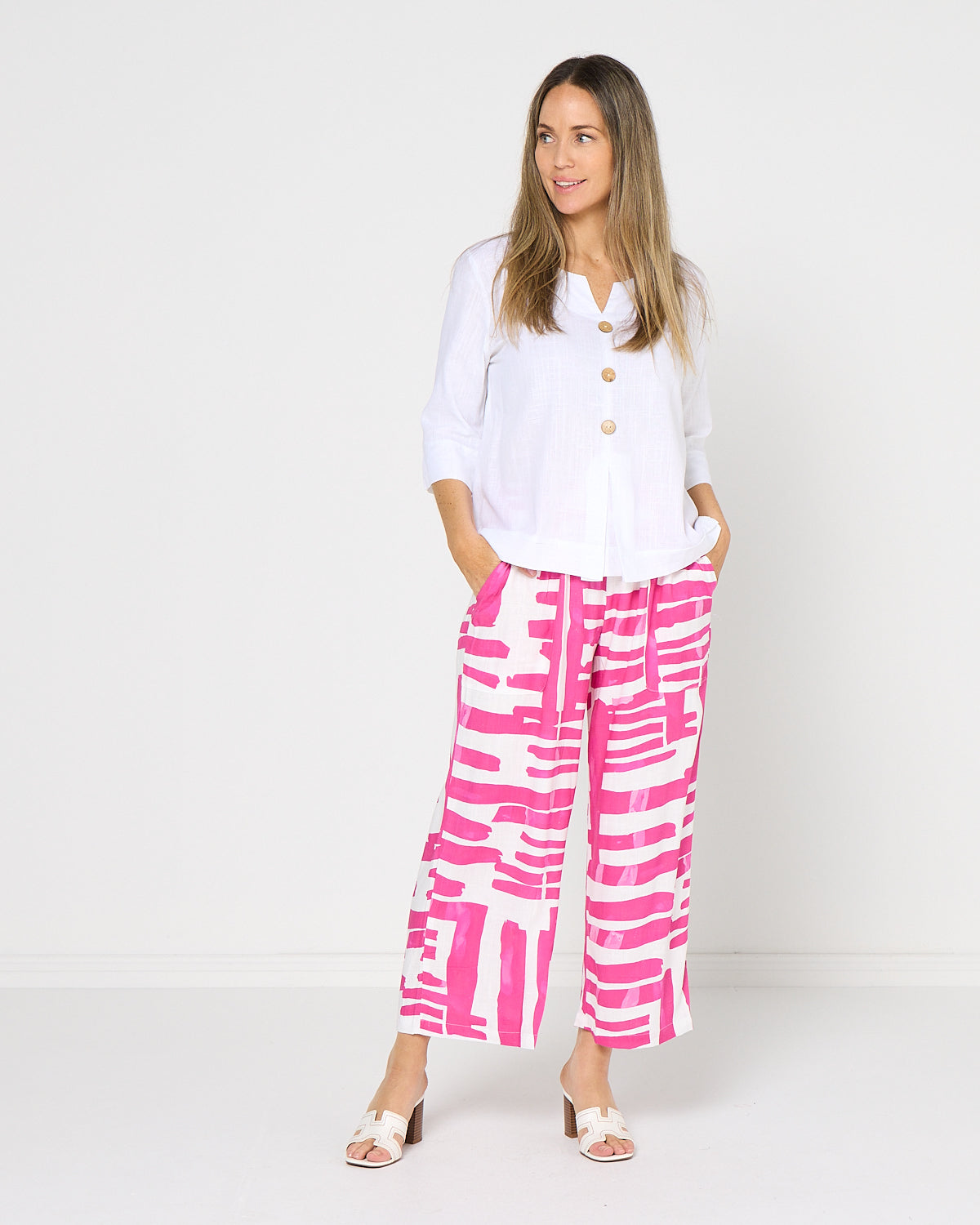 Aiko Linen Pants - Pink Wash