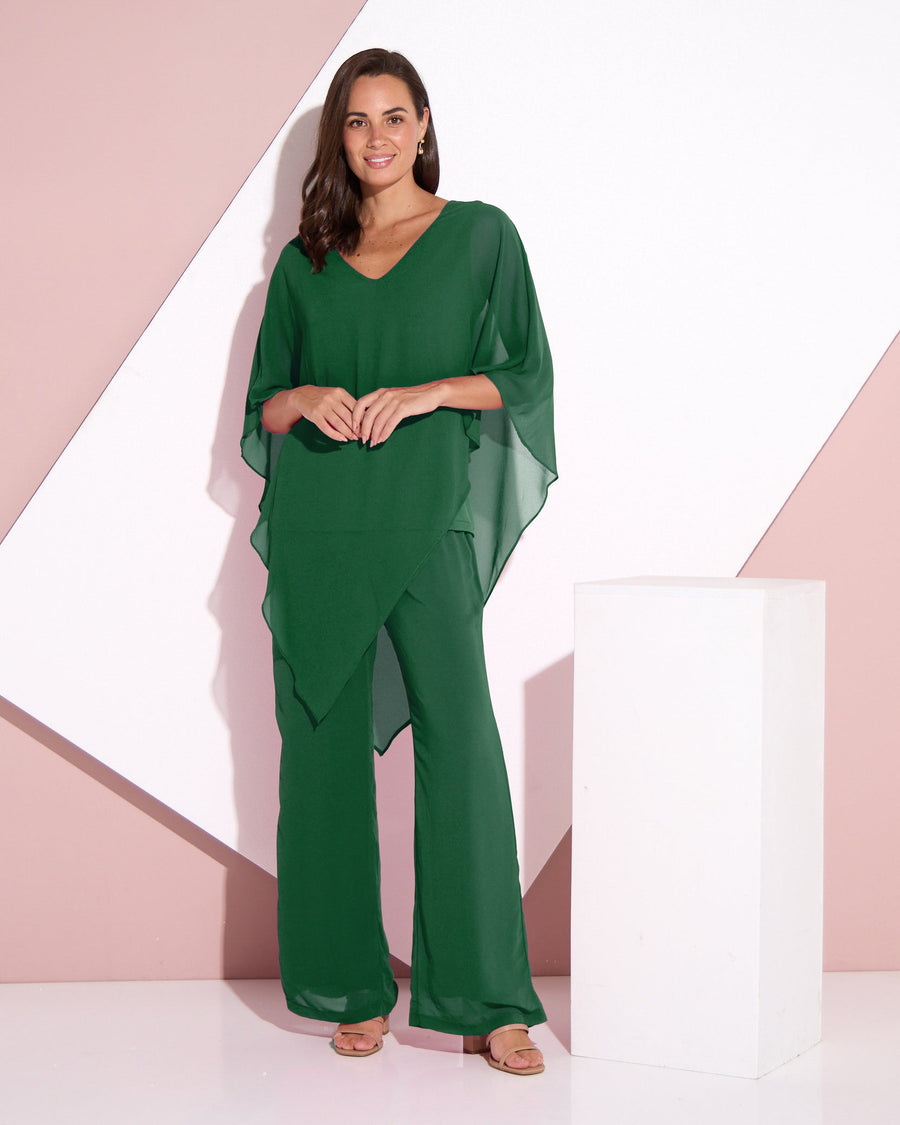 Rendezvous Chiffon Pants - Emerald