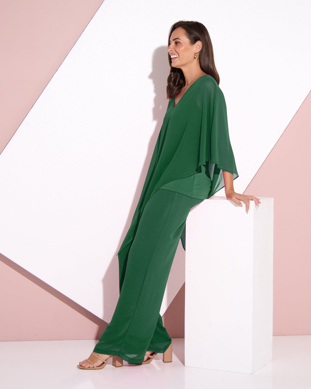 Rendezvous Chiffon Pants - Emerald