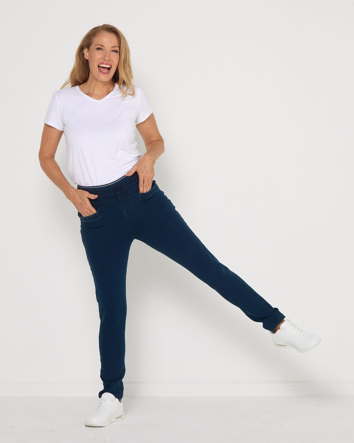 Lottie Pull On Stretch Leisure Pants - Denim