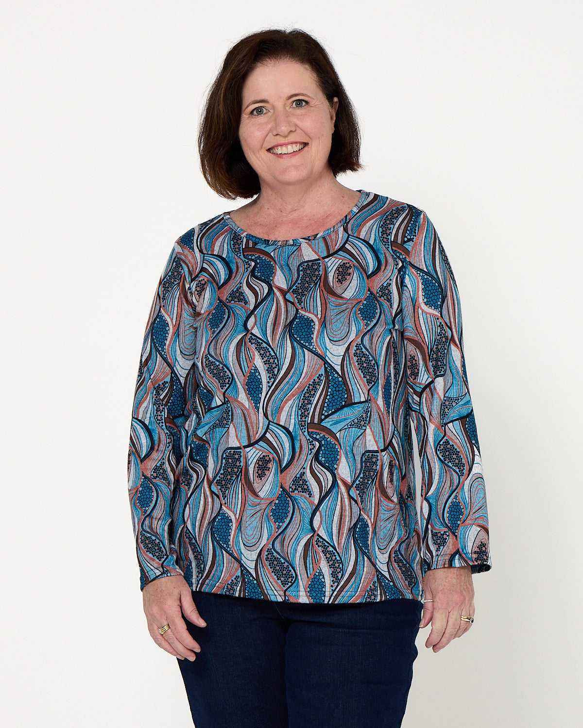 Rory Knit Top - Teal Mosaic
