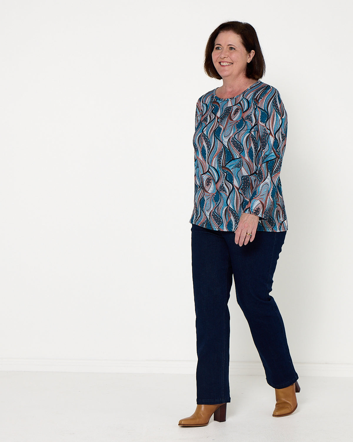 Rory Knit Top - Teal Mosaic