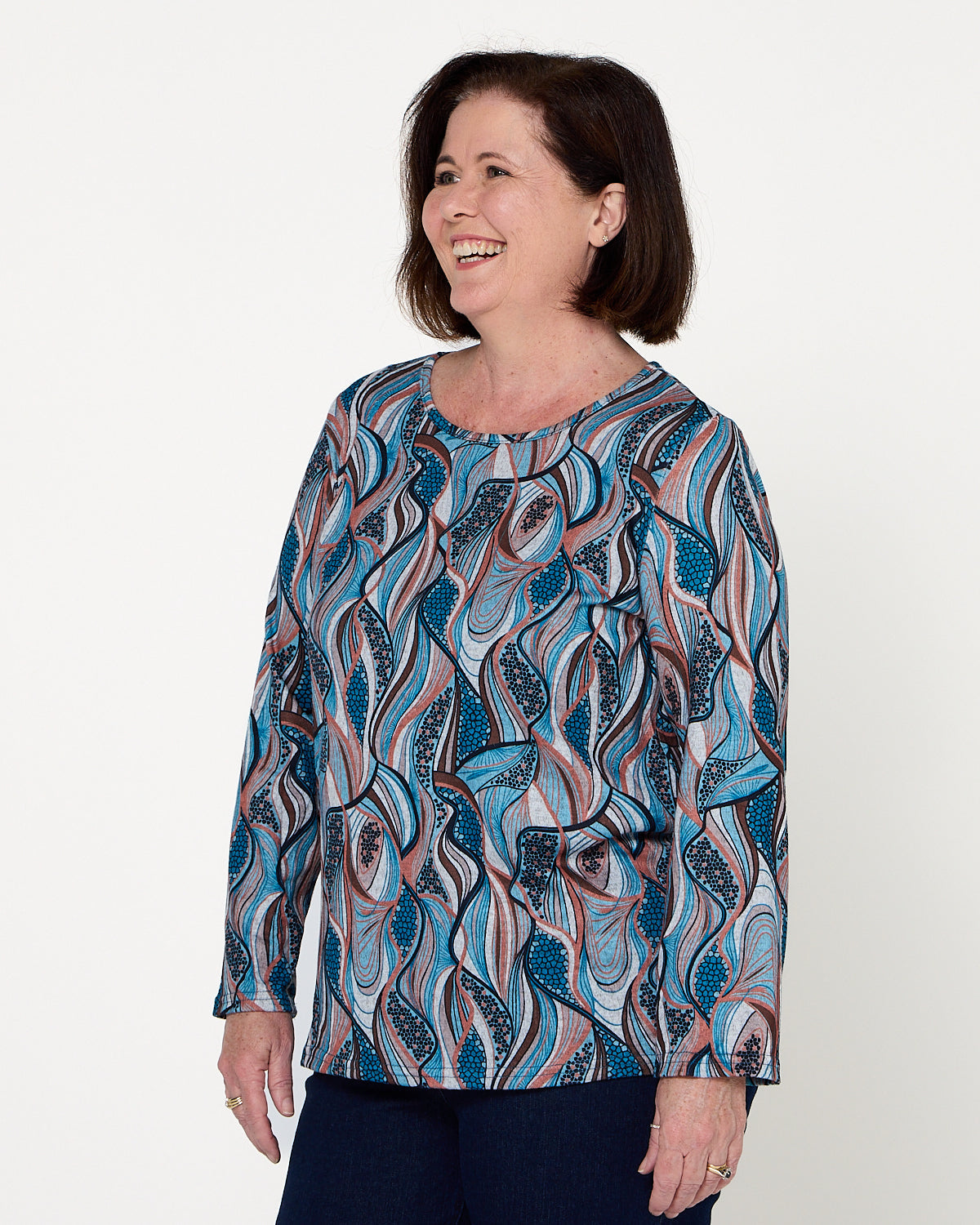 Rory Knit Top - Teal Mosaic