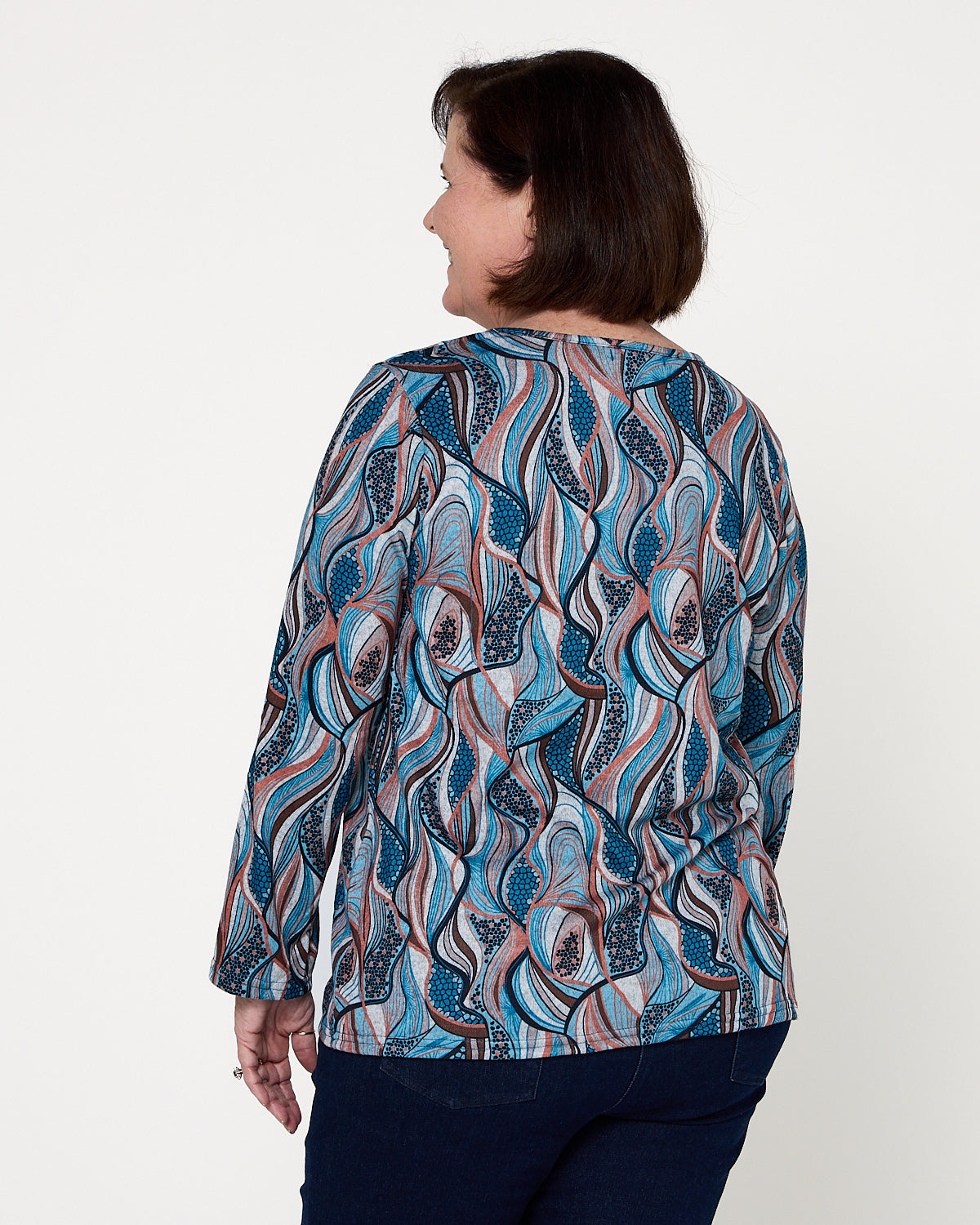 Rory Knit Top - Teal Mosaic