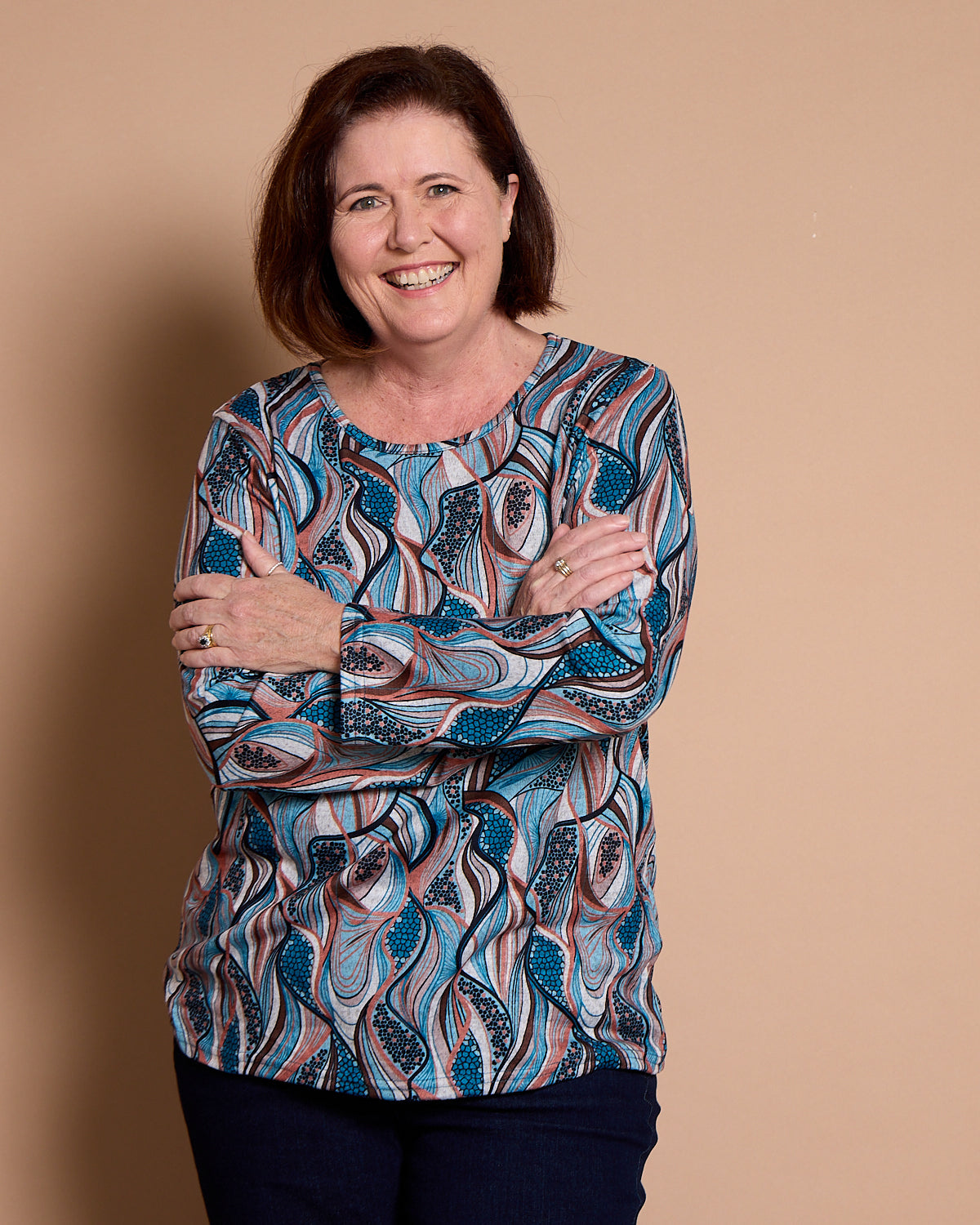 Rory Knit Top - Teal Mosaic