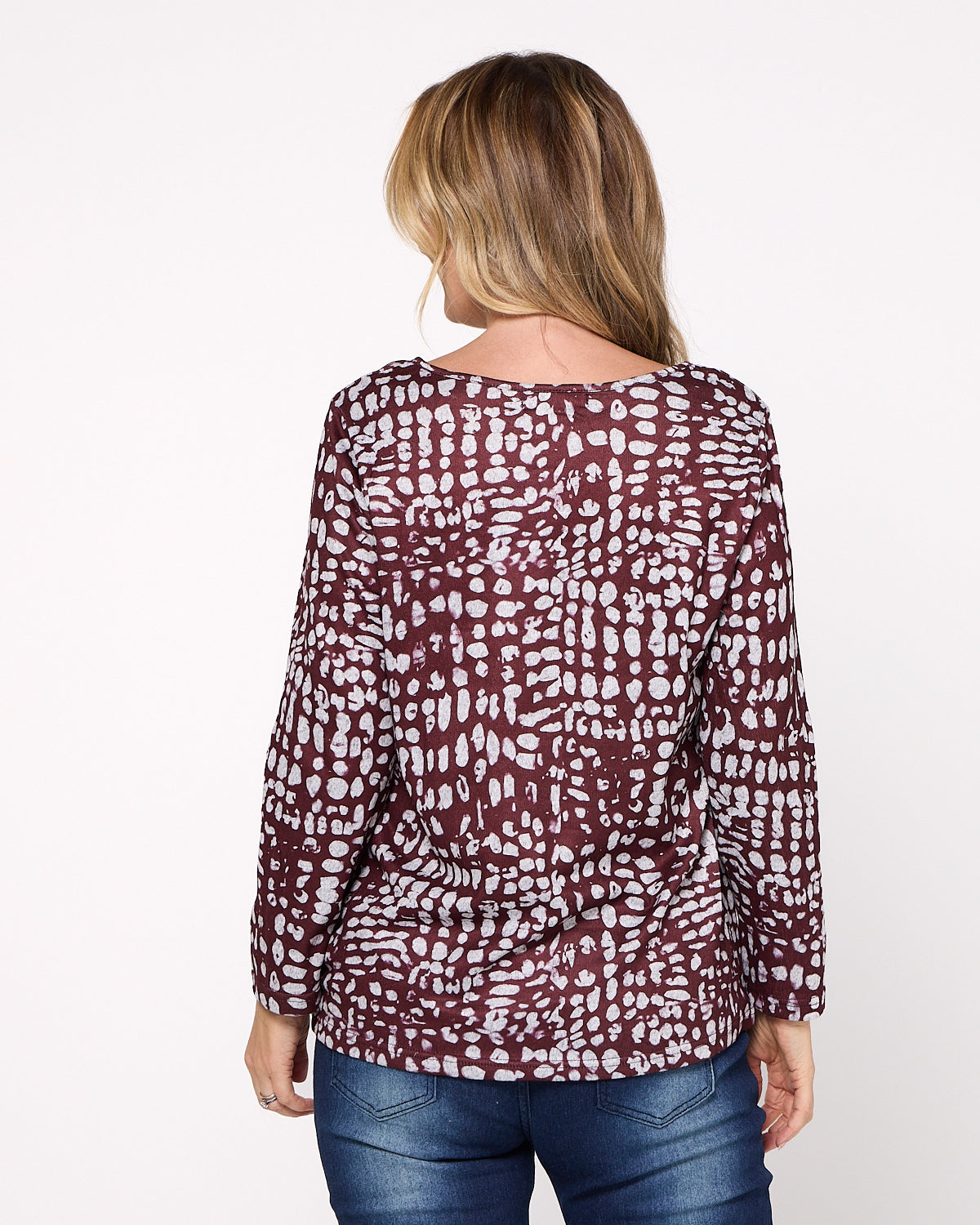 Rory Knit Top - Burgundy Abstract
