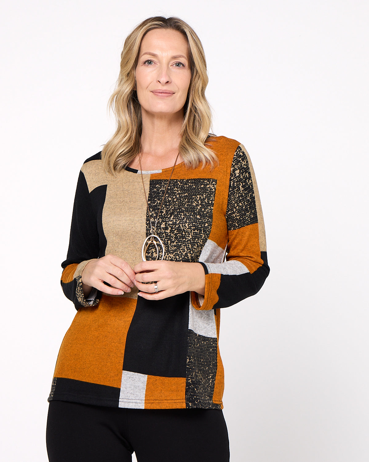Rory Knit Top - Patchwork Rust