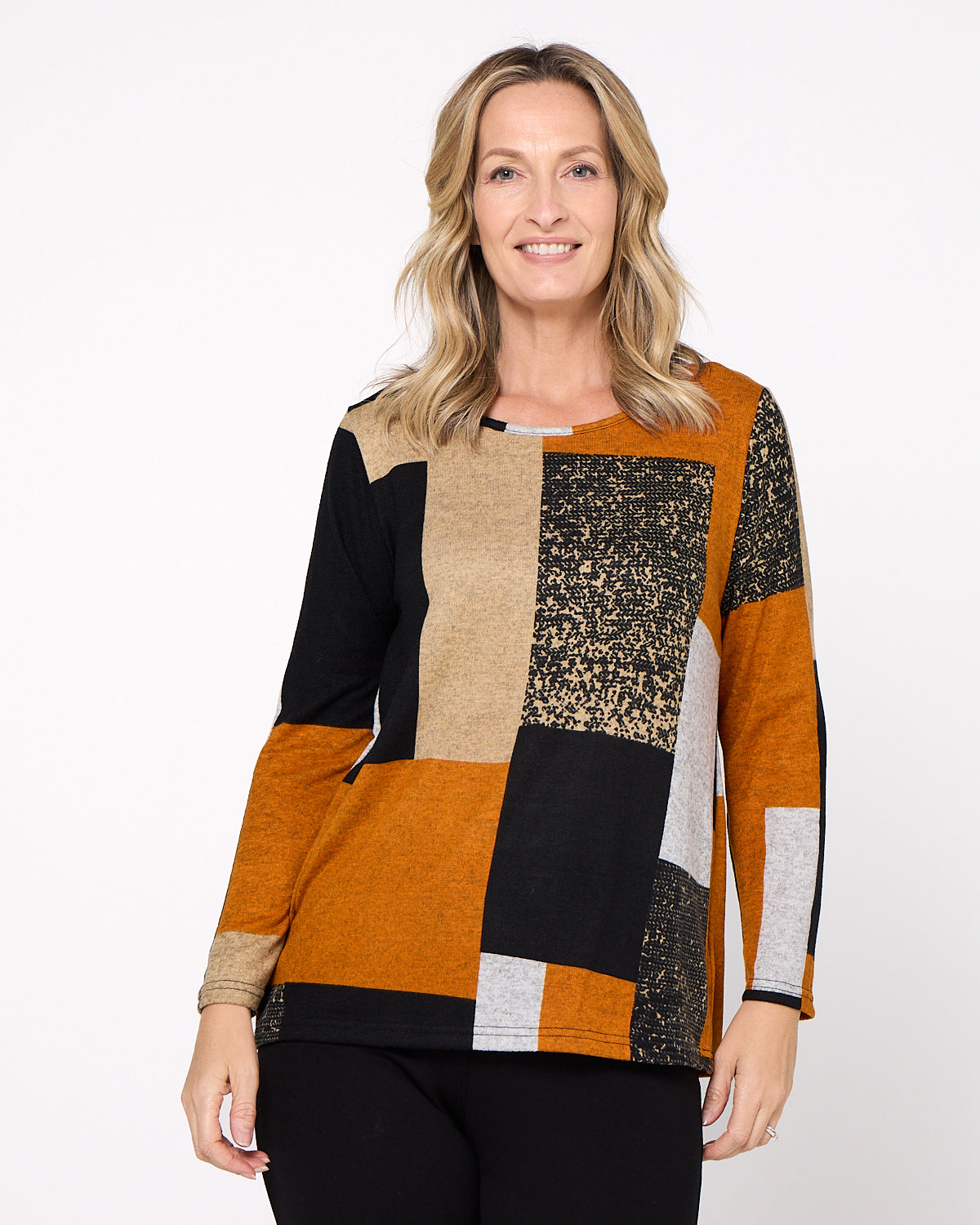 Rory Knit Top - Patchwork Rust
