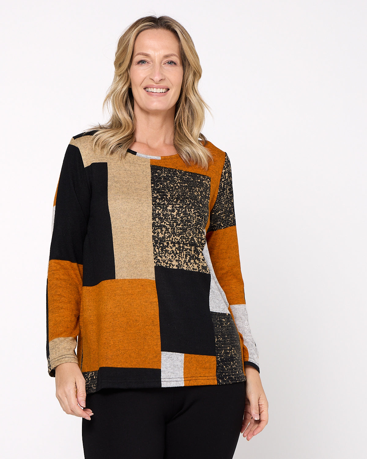 Rory Knit Top - Patchwork Rust
