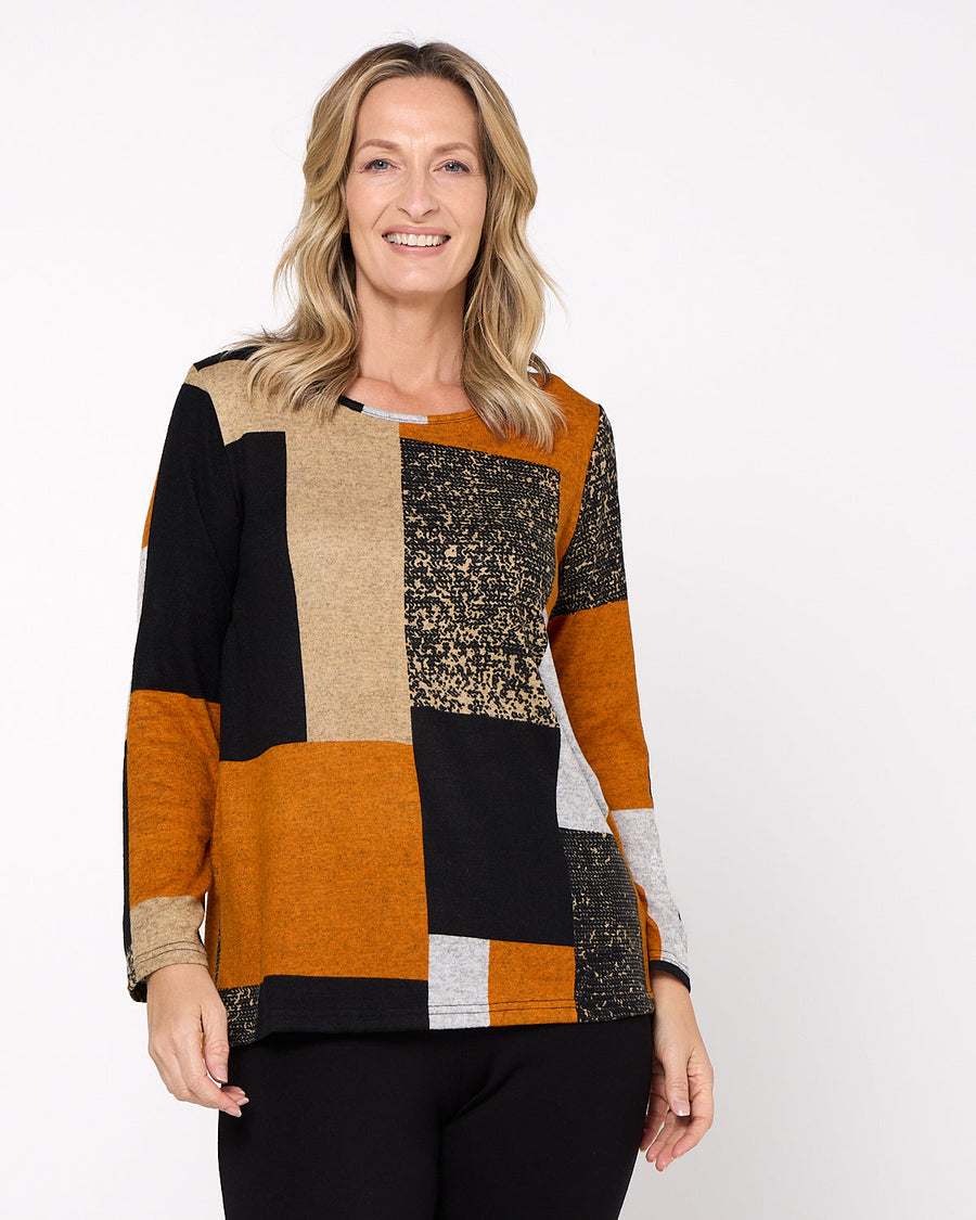 Rory Knit Top - Patchwork Rust