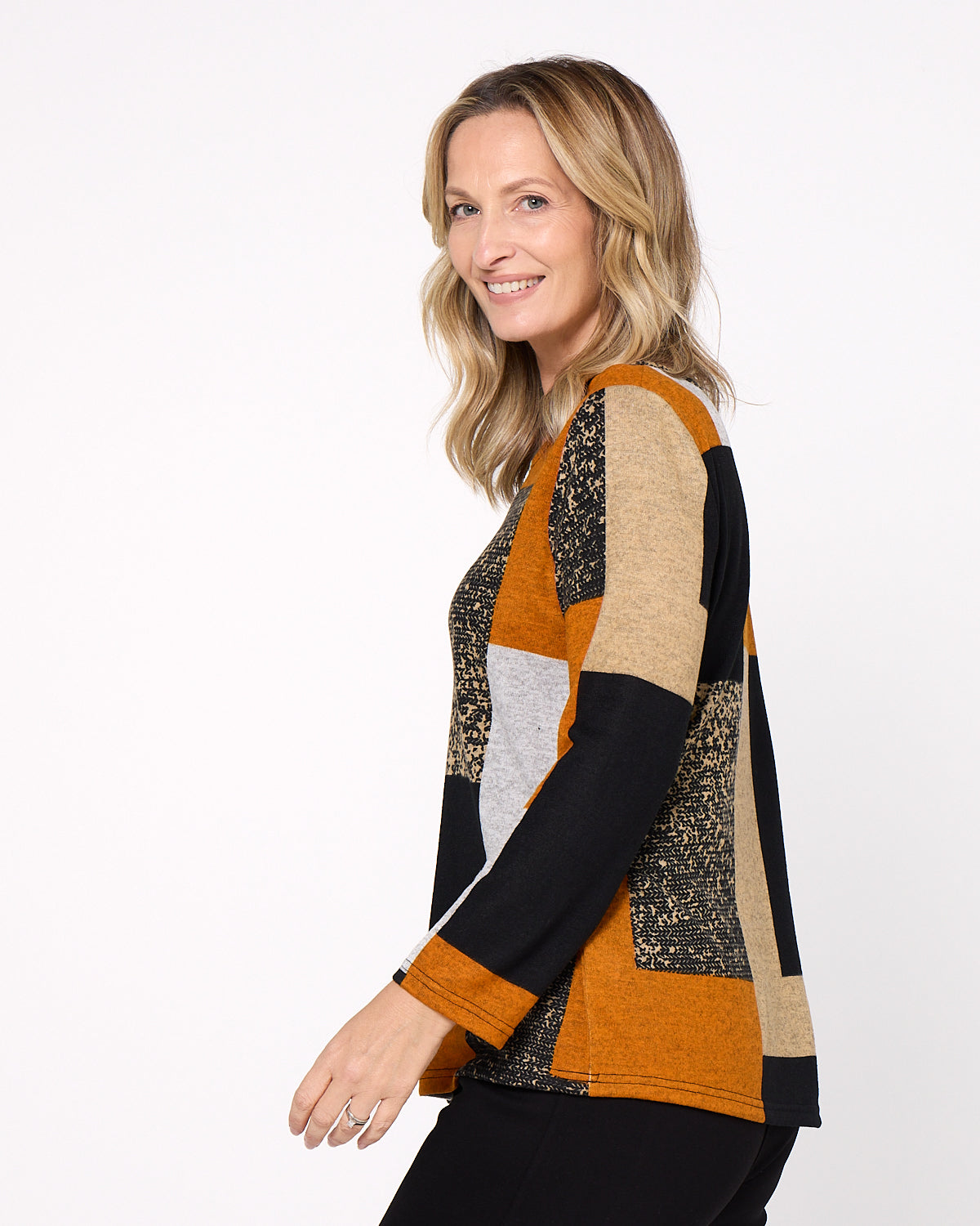 Rory Knit Top - Patchwork Rust