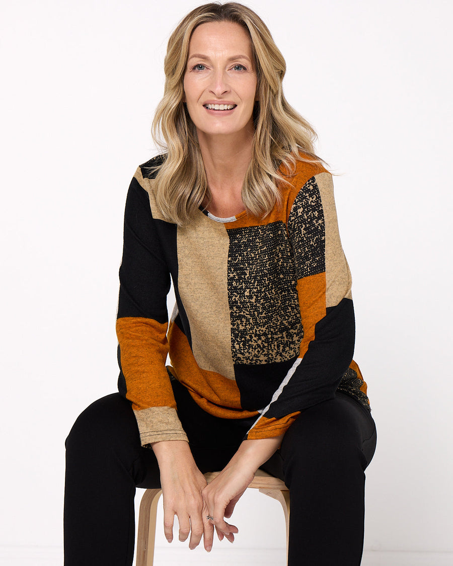 Rory Knit Top - Patchwork Rust