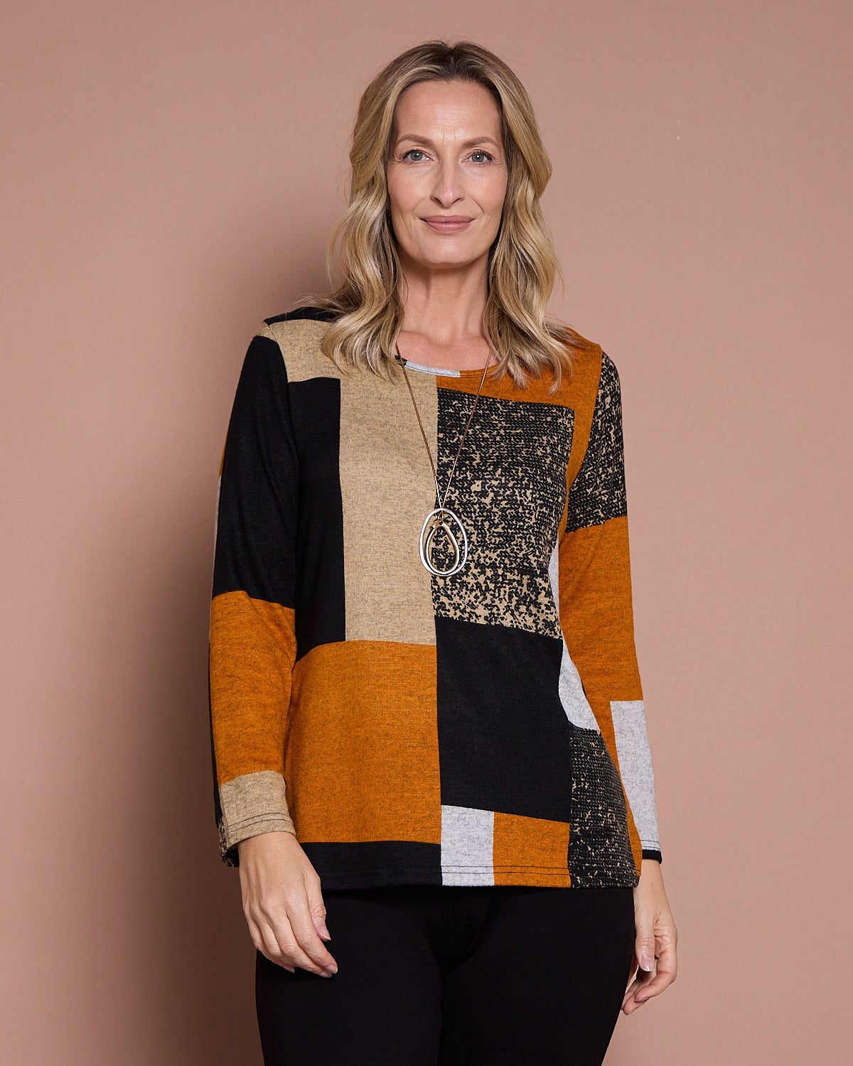 Rory Knit Top - Patchwork Rust