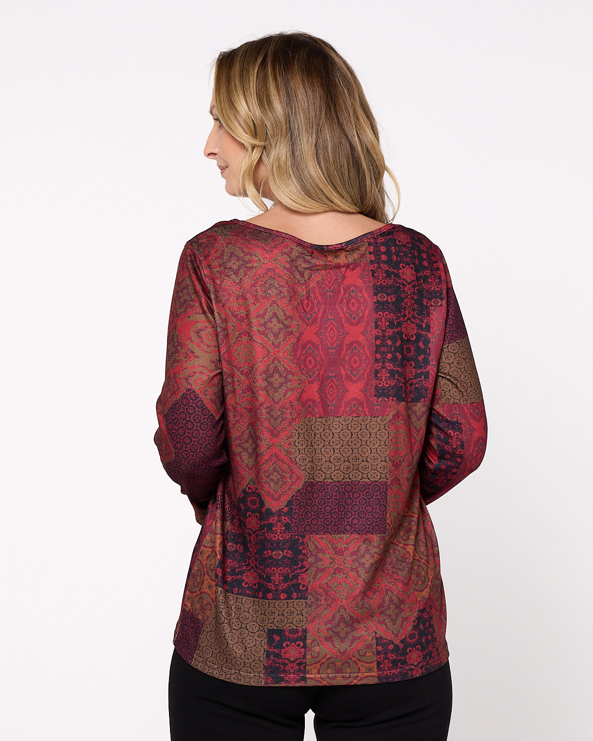 Rory Knit Top - Ruby Red Patchwork