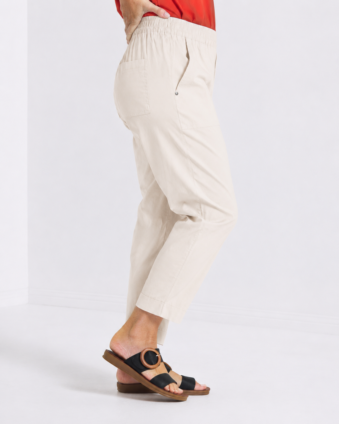 Travel Ease Cuffed Capri Pants - Stone