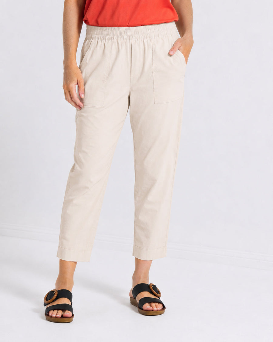 Travel Ease Cuffed Capri Pants - Stone