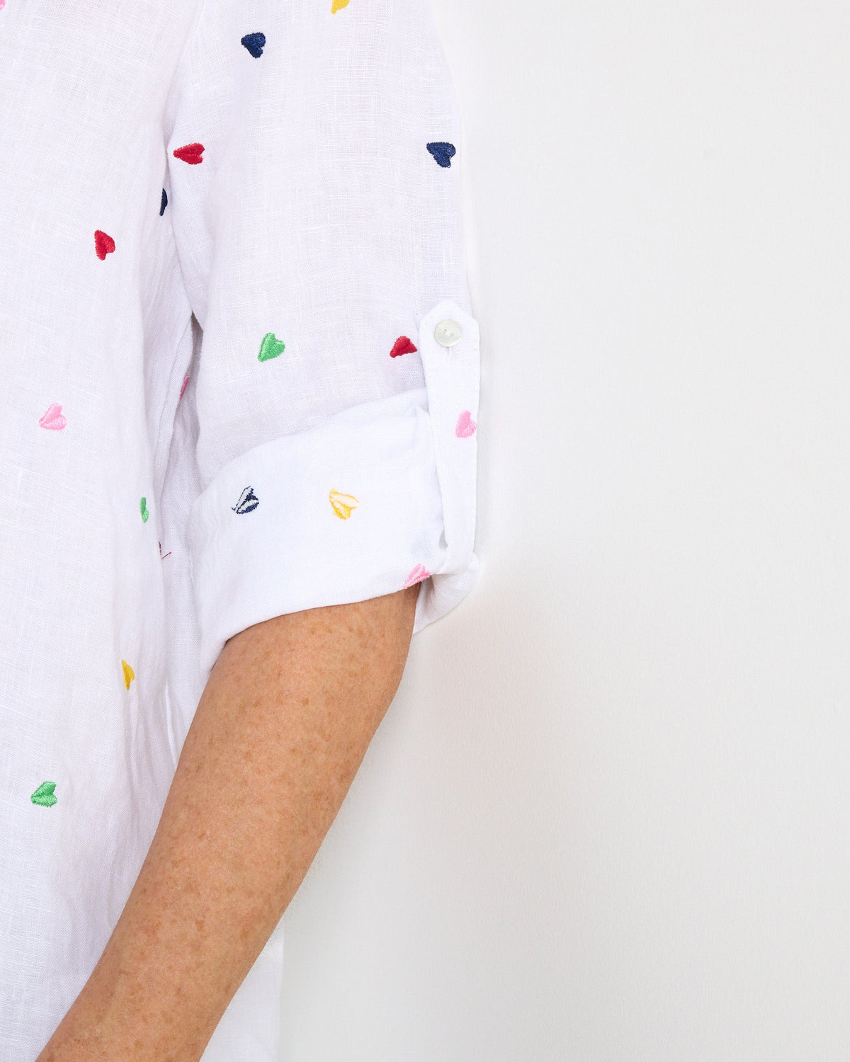 Roberta Heart Linen Shirt - White