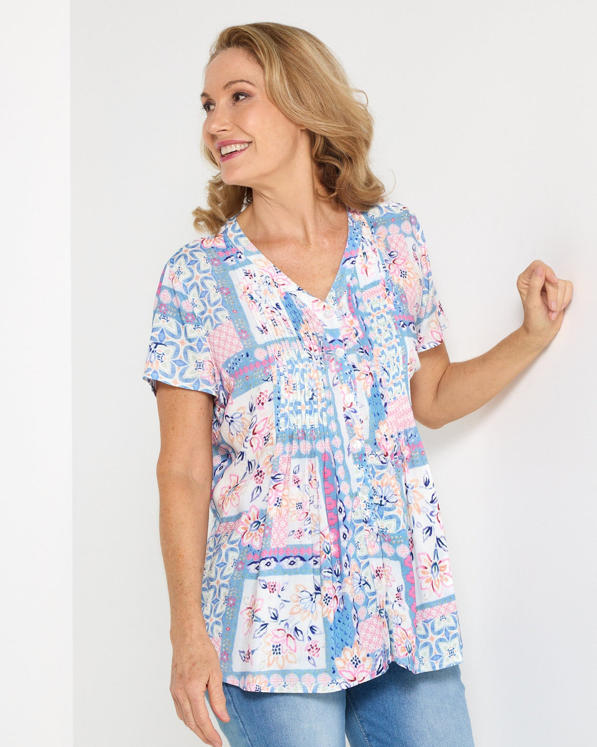 Klara Pintuck Top - Pastel Patchwork